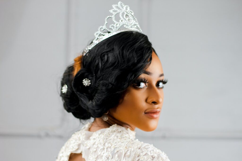Black queen in silver coloured crown